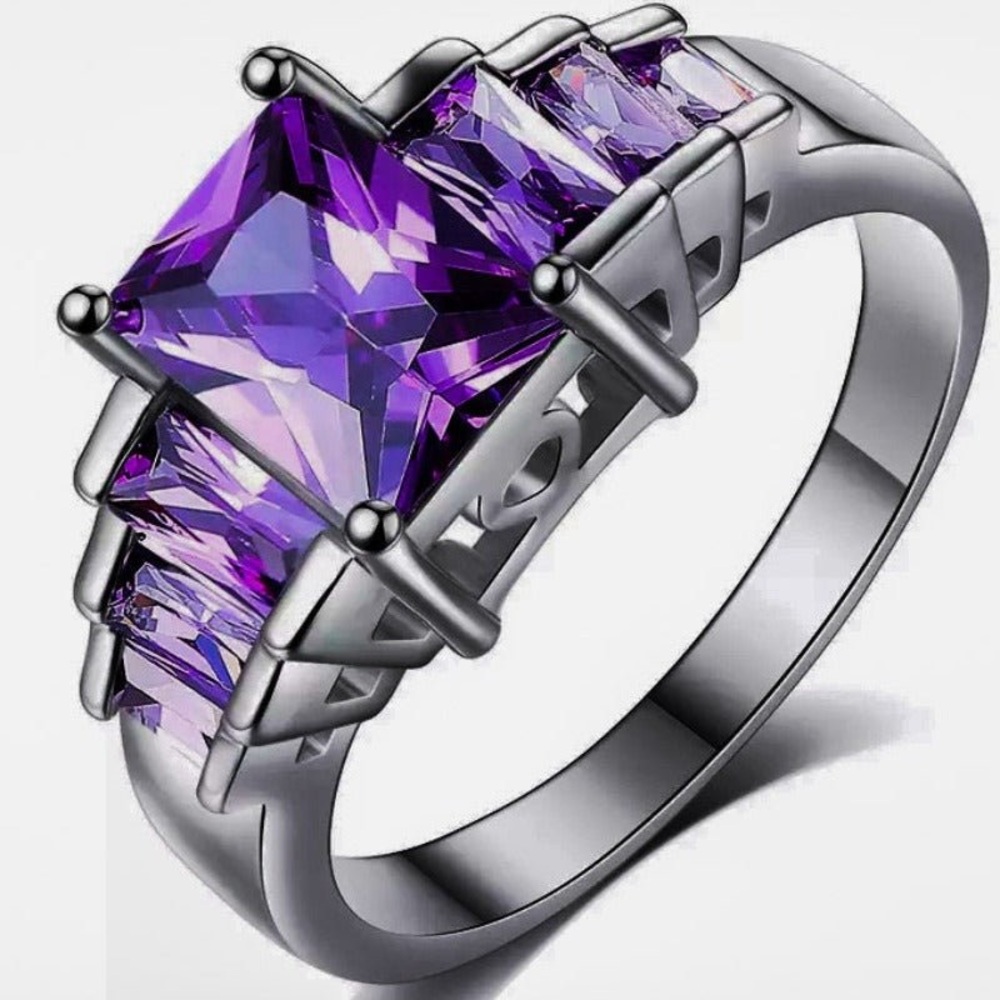 Purple Alexandrite Engagement Ring SS 925 Silver Woman Wedding Ring